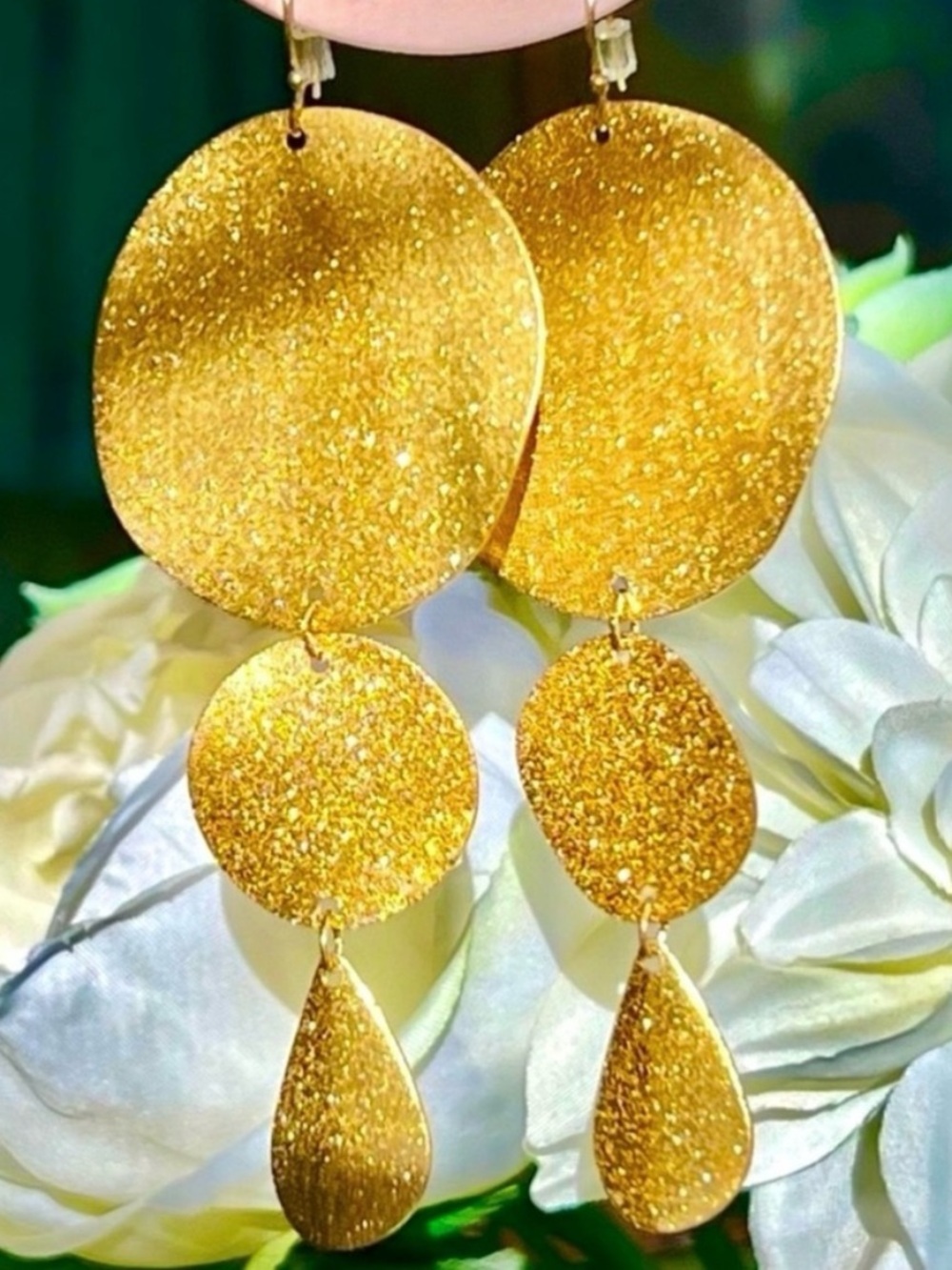 🌺🎉HP🎉🌺 NWT Anthropologie Serefina Gold Disk Chandeliers - Picture 2 of 15